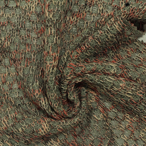 Red Textured Jacquard, Cotton-Poly