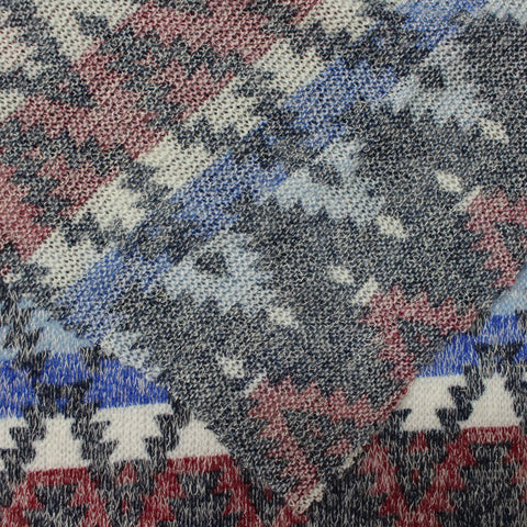 Navy Geometric Chunky Knit, Poly-Viscose, 130 gsm