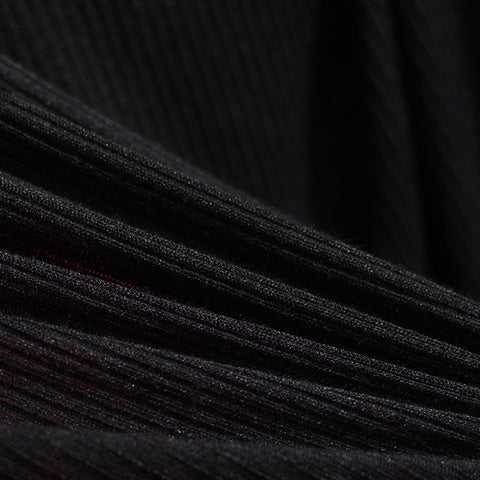 Polyester Viscose Rib Knit Fabric, 130 gsm, 170 cm — Black