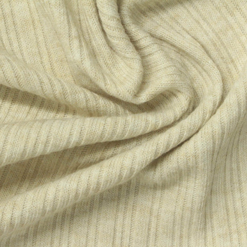 Beige Heather Rib Knit, Poly-Viscose