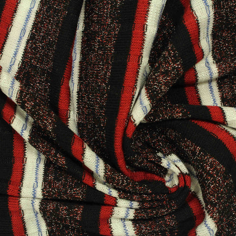 Red Vertical-Stripe Rib Knit