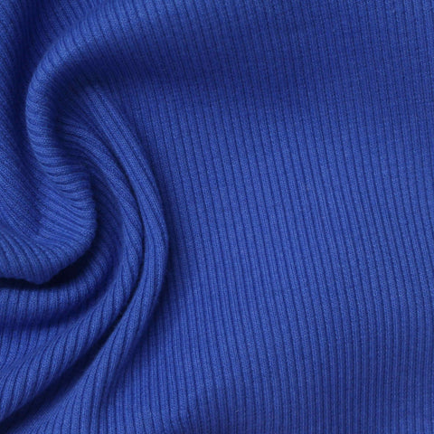 Cotton Stretch Rib Knit Fabric, 300 gsm, 148 cm — Blue
