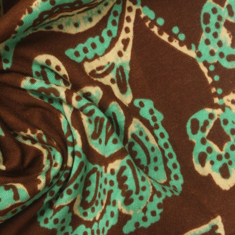 Teal Floral Jersey Knit, Cotton, 125 gsm, 148 cm
