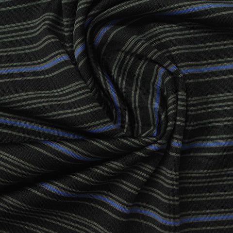 Grey Horizontal-Stripe Jersey Knit, Polyester, 135 gsm