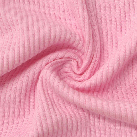 Cotton Stretch Rib Knit Fabric, 230 gsm, 108 cm — Pink