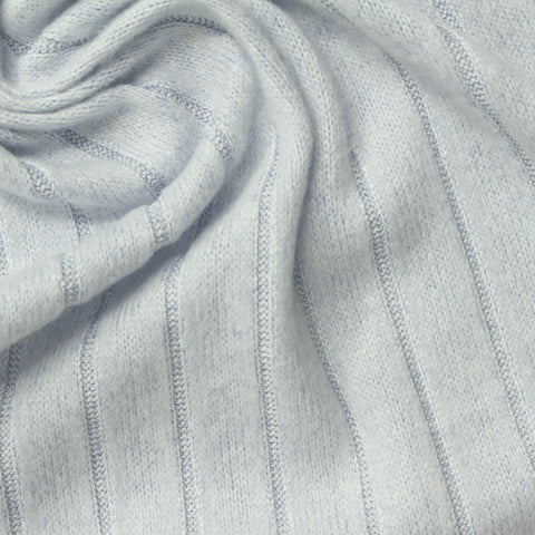 Light Blue Marl Rib Knit, Polyester, 190 gsm