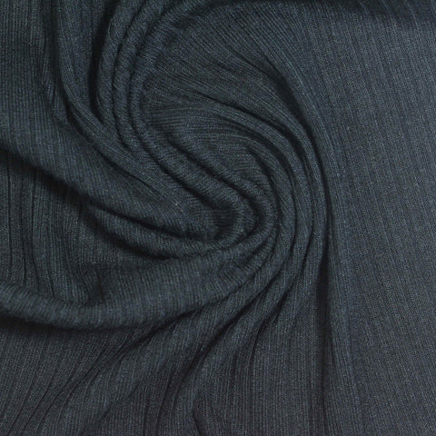 Viscose Stretch Rib Knit Fabric, 220 gsm, 160 cm — Navy