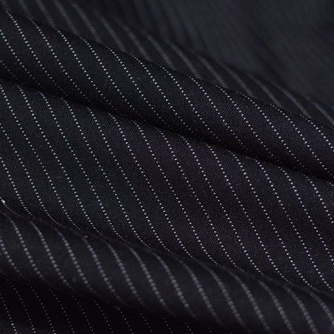 White Vertical-Pinstripe Interlock Knit, Viscose-Nylon