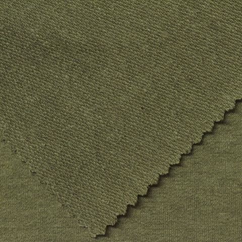 Olive Marl French Terry, Poly-Cotton