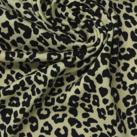 Black Leopard Jersey Knit, Polyester, 175 gsm