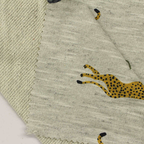 Gold Leopard French Terry, Poly-Cotton