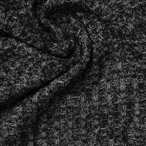 Dark Grey Marl Waffle Knit, Polyester, 200 gsm, 152 cm