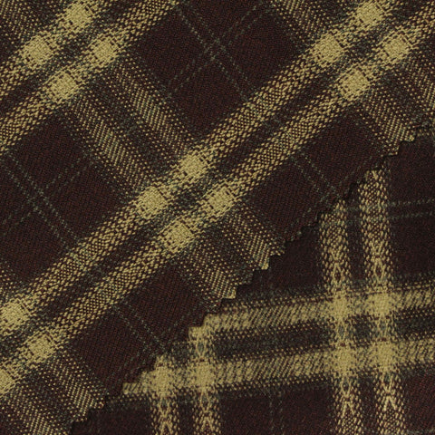 Dark Brown Plaid Woven, Poly-Viscose, 285 gsm, 150 cm, ref EF-265202