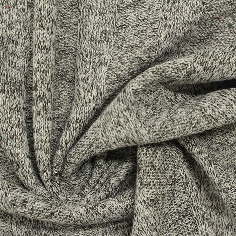 Grey Marl Rib Knit, Poly-Viscose, 185 gsm