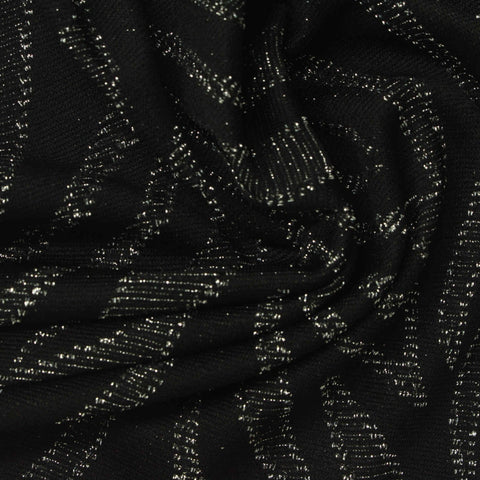 Black Zebra Jersey Knit, Polyester, 160 gsm, 160 cm