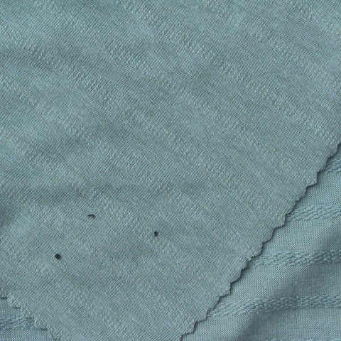 Blue-Green Horizontal-Band Jersey Knit, Cotton-Poly