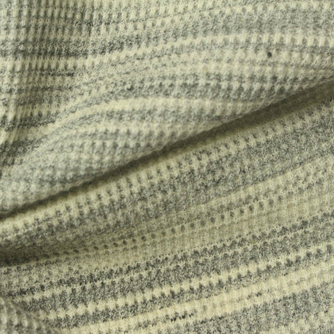Marled Grey Horizontal-Stripe Waffle Knit, Cotton-Poly