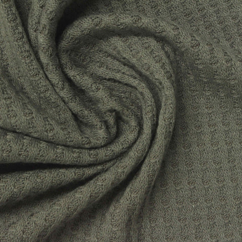 Polyester Viscose Stretch Waffle Knit Fabric, 200 gsm, 163 cm — Green