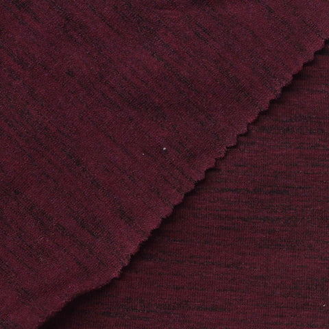 Dark Red Marl Jersey Knit, Cotton-Poly, 195 gsm