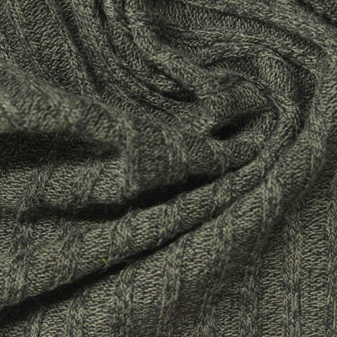 Dark Grey Marl Rib Knit, Poly-Viscose, 255 gsm