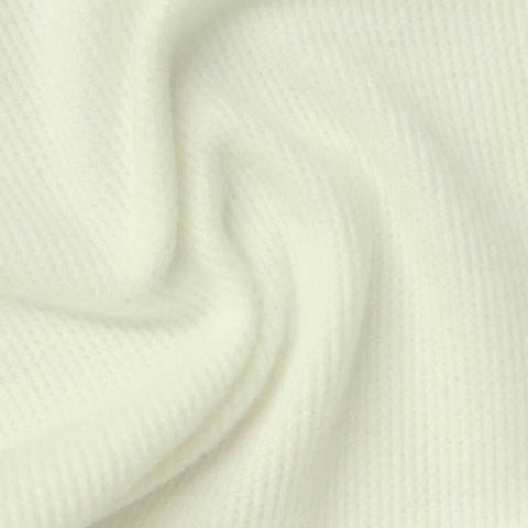 Brushed Polyester Viscose Stretch Waffle Knit Fabric, 240 gsm, 150 cm — White