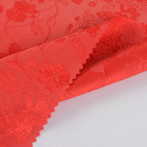 Red Floral Jacquard, Cotton-Poly