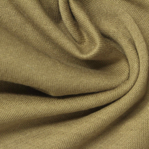 Brushed Cotton Polyester French Terry Fabric, 232 gsm, 180 cm — Khaki
