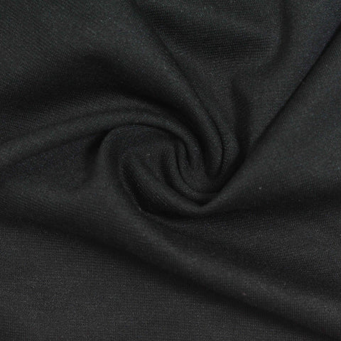 Viscose Nylon Stretch Ponte Knit Fabric, 260 gsm, 160 cm — Black, ref EF-263633