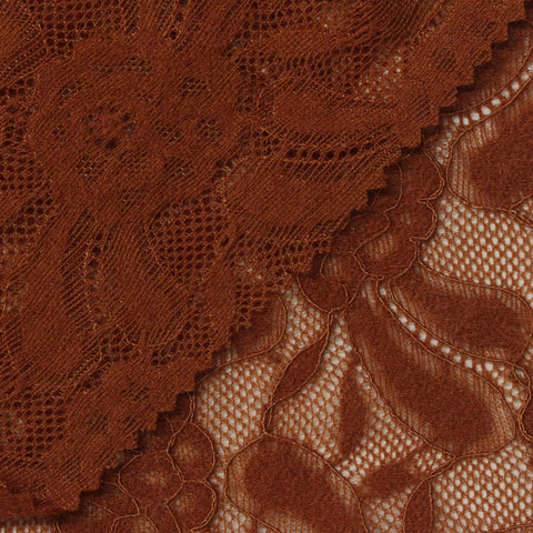 Brown Floral Lace, Nylon, 190 gsm