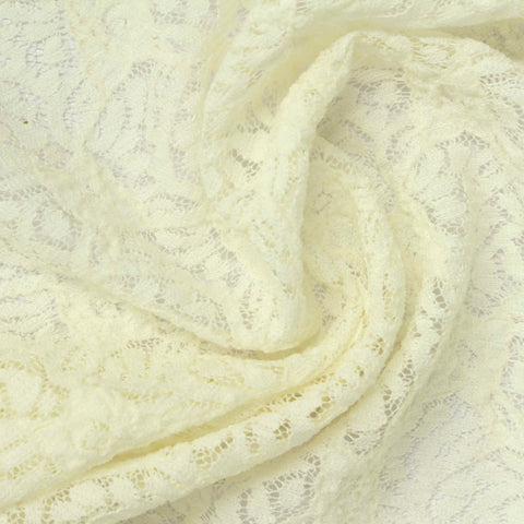 Cream Floral Lace, Polyester, 100 gsm