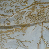 Gold Glitter-Floral Mesh, Polyester — photo 2