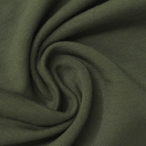 Brushed Viscose Cotton Blend Stretch French Terry Fabric, 328 gsm, 176 cm — Green