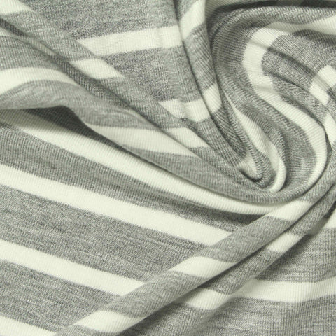 Grey Horizontal-Stripe Knit, Viscose, 190 gsm