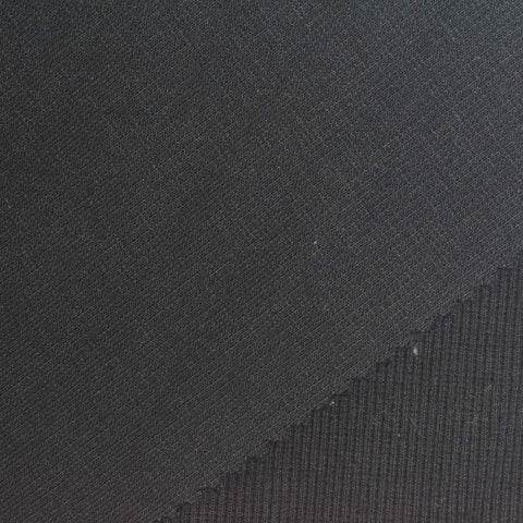 Black Ribbed Rib Knit, Poly-Cotton