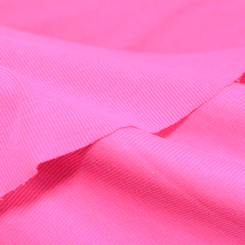 Bright Pink Rib Knit, Poly-Cotton