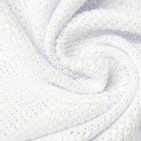 Jacquard Polyester Stretch Chunky Knit Fabric, 340 gsm, 125 cm — White