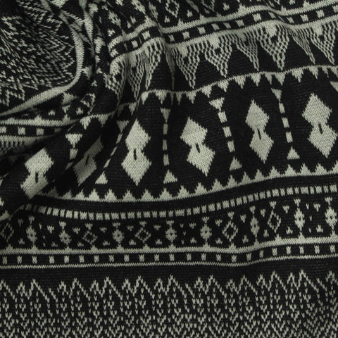 Black Geometric Bouclé, Poly-Cotton