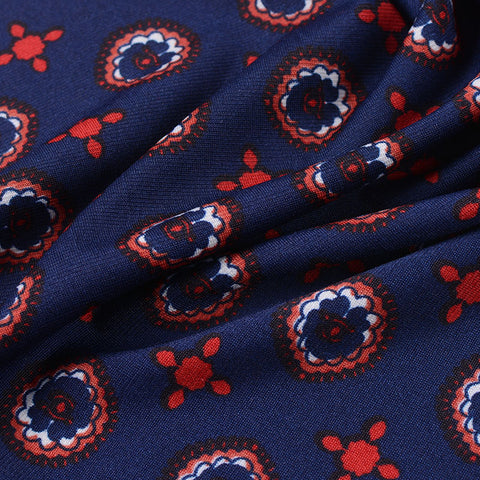 Navy Medallions Knit, Polyester