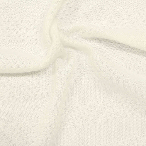 White Eyelet Jersey Knit, Polyester