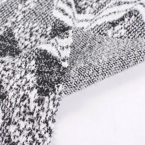 Jacquard Polyester Stretch Chunky Knit Fabric, 280 gsm — Grey
