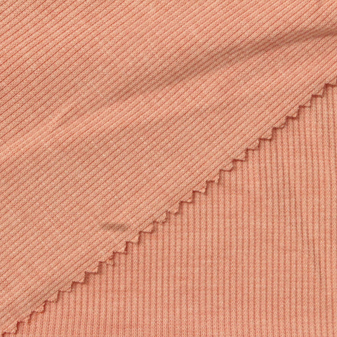 Dusty Peach Ribbed Rib Knit, Poly-Viscose