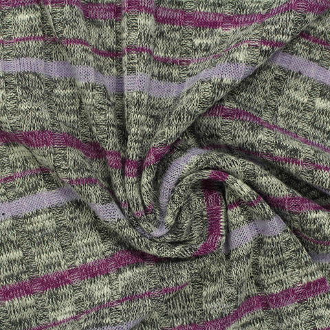 Grey Marl Rib Knit, Poly-Viscose, 190 gsm
