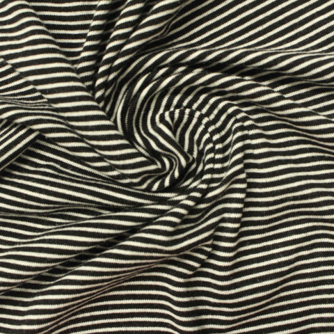 Black Stripe Jersey Knit, Viscose, 149 gsm