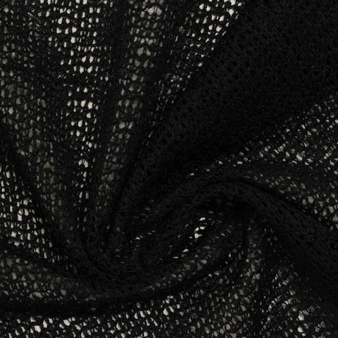 100% Polyester Linen-Look Fabric, 133 gsm, 145 cm — Black