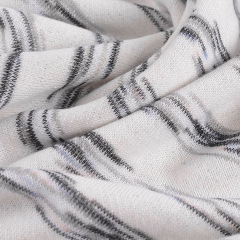 Grey Horizontal-Stripe French Terry, Poly-Cotton, 270 gsm
