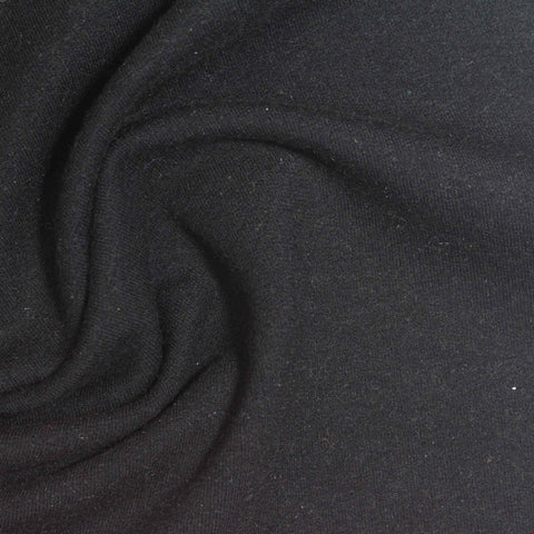 Cotton Modal Stretch French Terry Fabric, 385 gsm, 175 cm — Black