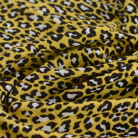 Yellow Leopard Jersey Knit, Viscose