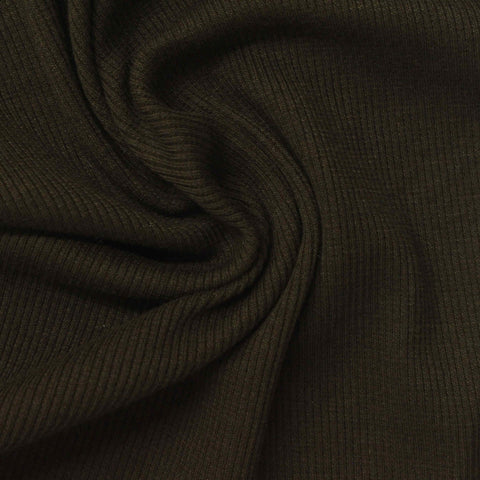 Cotton Polyester Stretch Rib Knit Fabric, 210 gsm, 130 cm — Brown