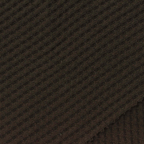 Dark Brown Ribbed Waffle Knit, Poly-Cotton