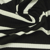 Black Horizontal-Stripe Rib Knit, Viscose — photo 2